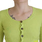 Dsquared² Yellow Green Cashmere Long Sleeves Cropped Sweater