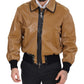 Dolce & Gabbana Elegant Dark Camel Zip Blouson Jacket