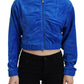 Juicy Couture Glam Hooded Zip Cropped Sweater in Blue