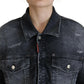 Dsquared² Gray Washed Cotton Cropped Denim Jacket