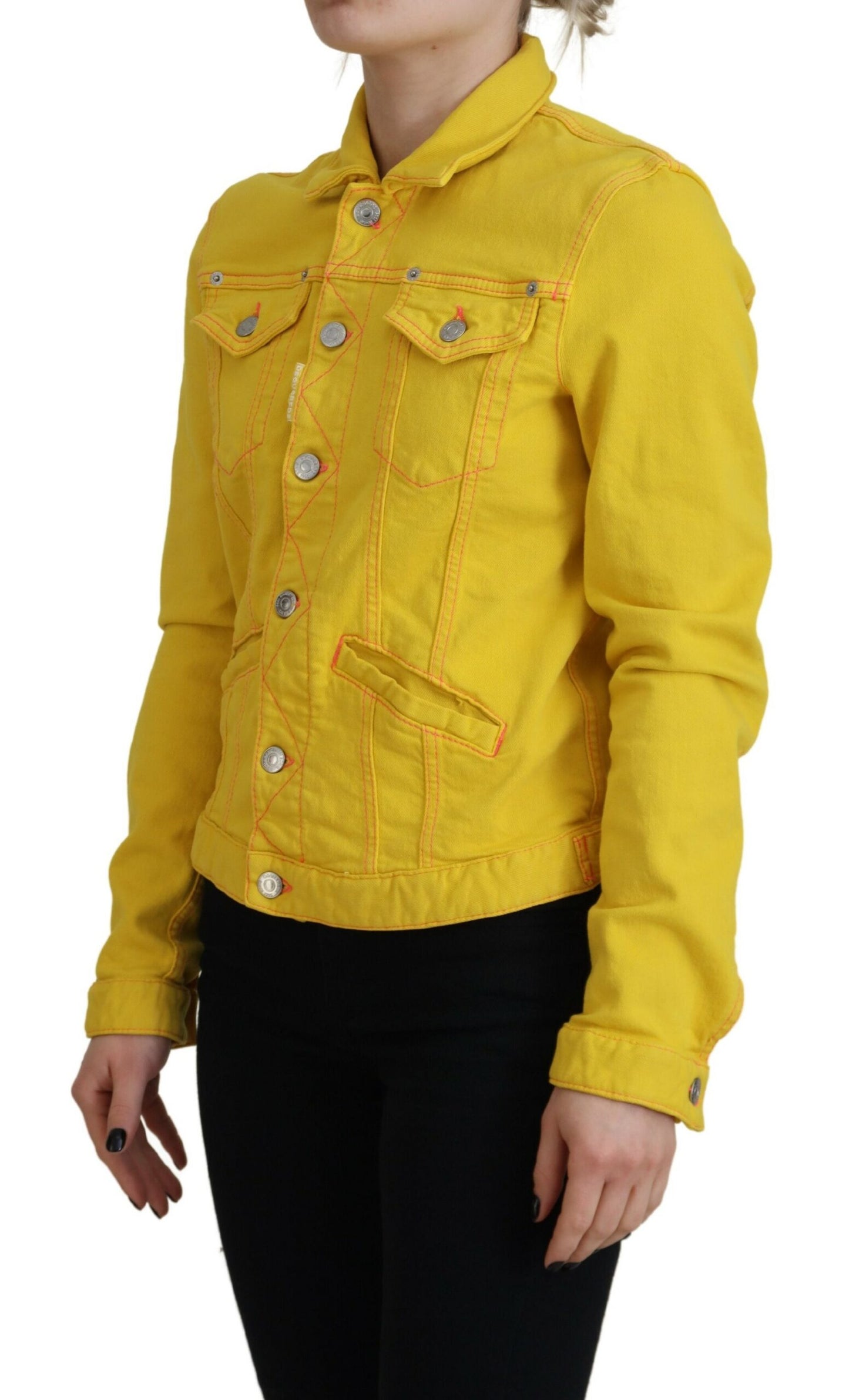 Dsquared² Yellow Collared Long Sleeves Denim Jacket
