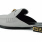 Versace Elegant White Leather Flat Slides