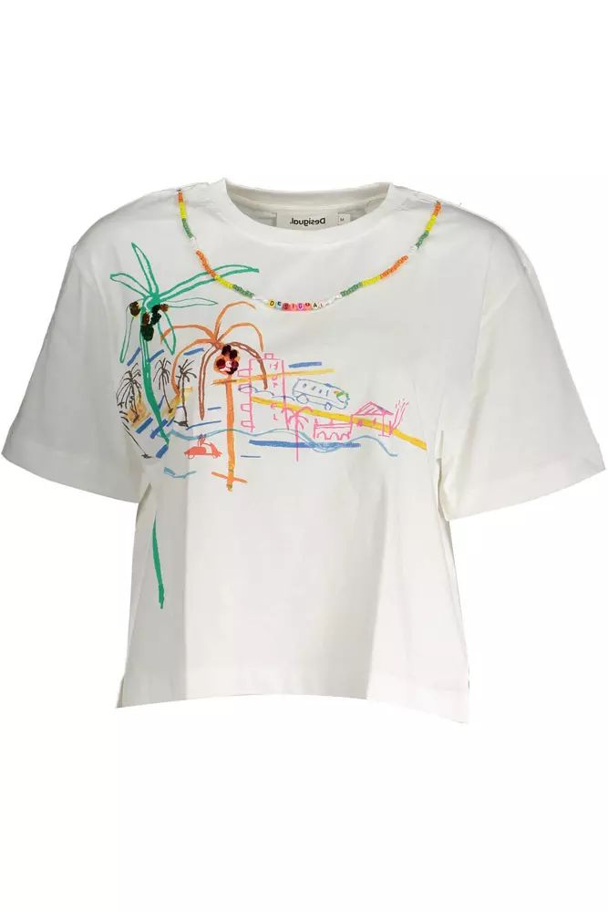 Desigual Chic Contrasting Print White Tee