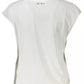 Desigual Chic Sleeveless White Tee with Print & Contrast Details