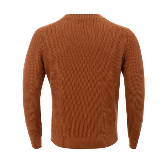 Gran Sasso Elegant Cotton Crewneck Sweater in Rich Brown