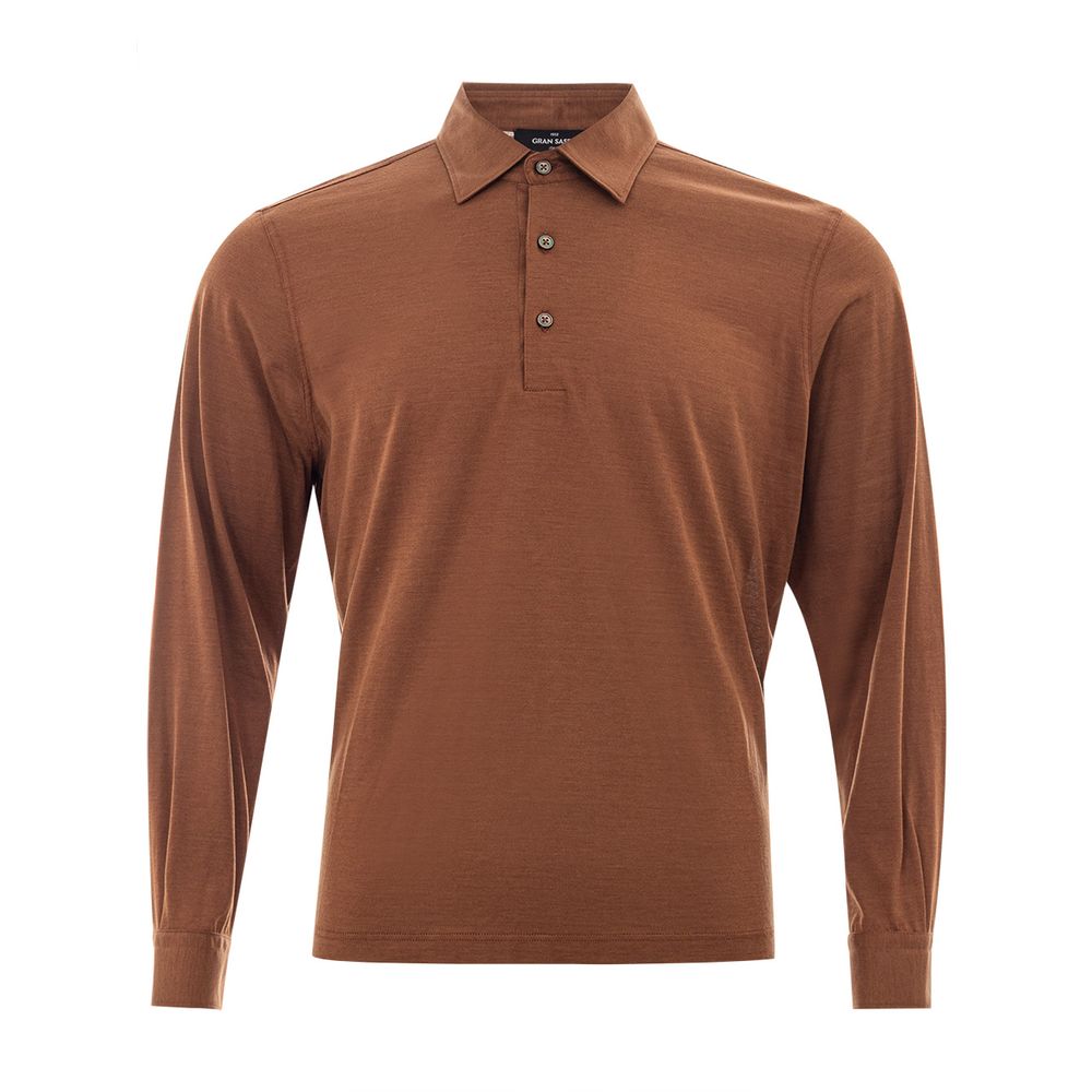 Gran Sasso Brown Silk Polo Shirt