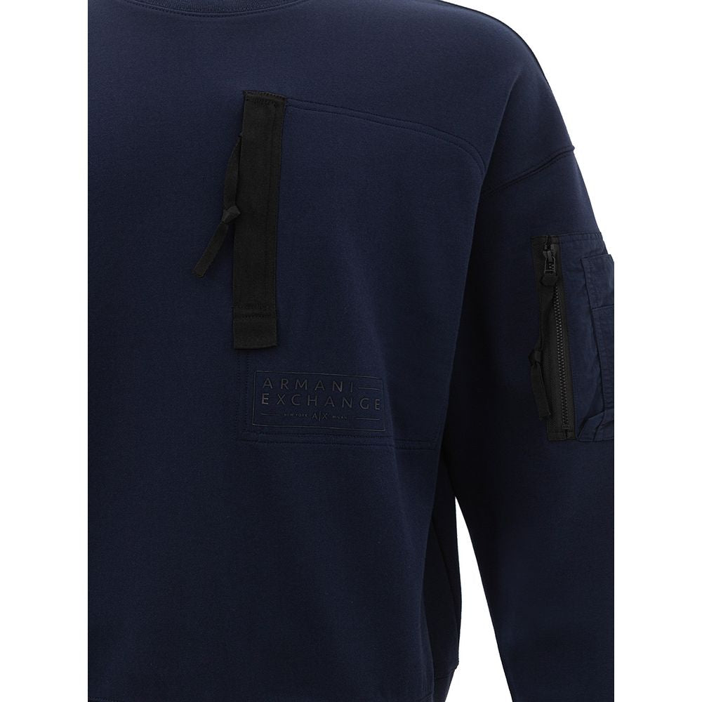 Armani Exchange Sleek Cotton Blue Sweater for Stylish Men
