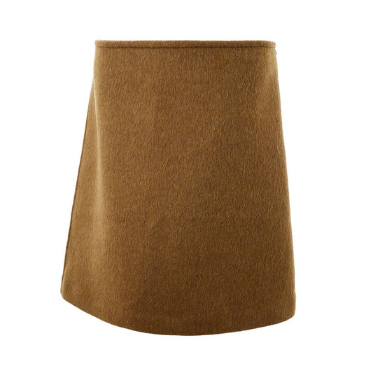 Bottega Veneta Elegant Wool Midi Skirt in Brown