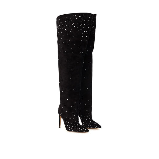 Paris Texas Elegant Black Suede Ankle Boots