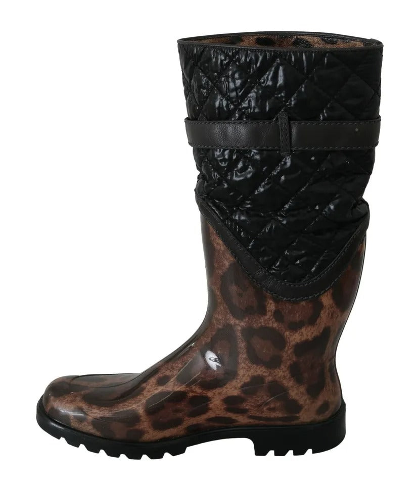 Dolce & Gabbana Black Brown Leopard Booties Boots Shoes