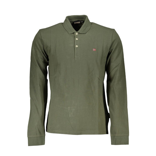 Napapijri Classic Emerald Cotton Polo Shirt - Long Sleeved