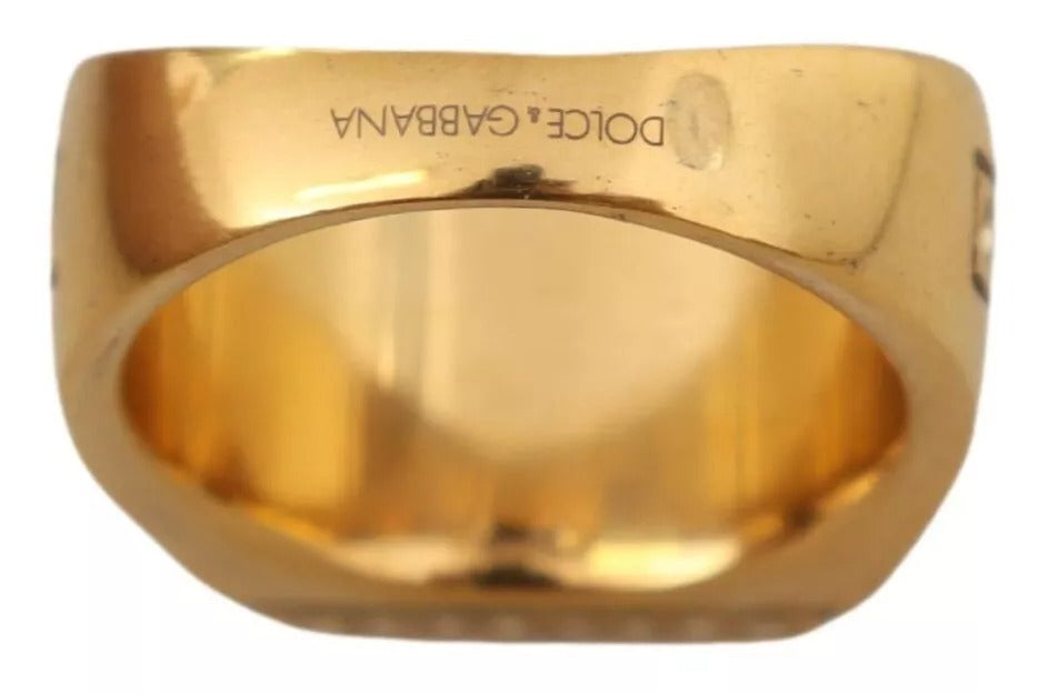 Dolce & Gabbana Gold Plated 925 Silver Green Crystal Ring