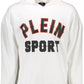 Plein Sport Sleek White Hooded Sweatshirt with Bold Prints