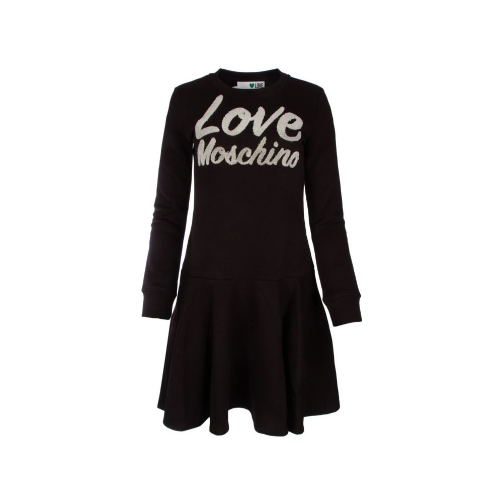 Love Moschino Chic Embossed Logo Cotton Blend Dress