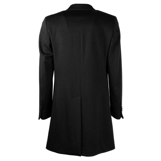 Made in Italy Elegant Black Virgin Wool Men's Coat