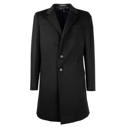 Made in Italy Elegant Black Virgin Wool Men's Coat