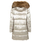 Imperfect Chic Gray Eco-Fur Trimmed Long Down Jacket