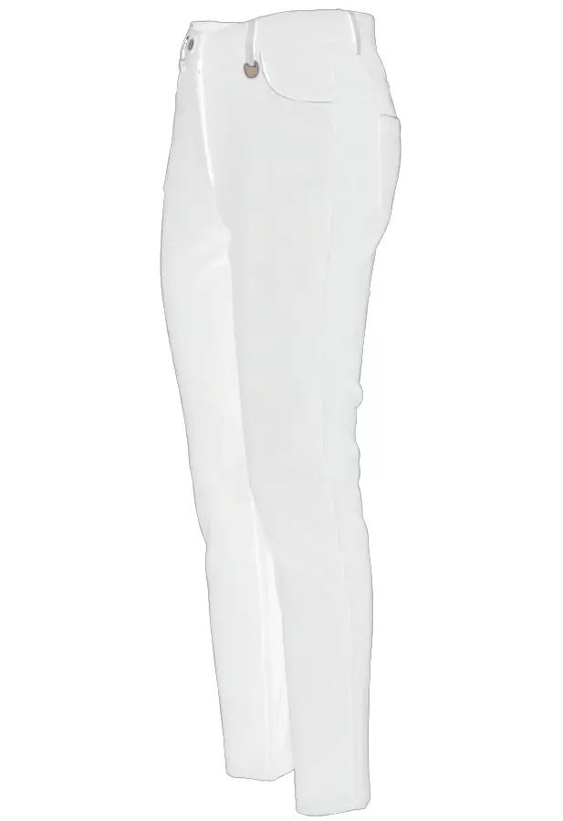 Yes Zee Chic White Slim-Fit Milano Stitch Trousers