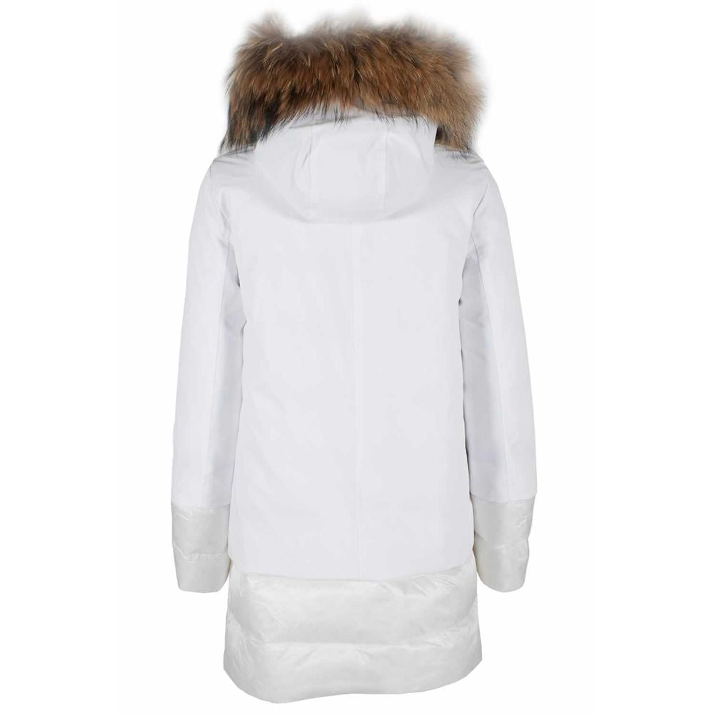 Yes Zee Chic Quilted Nylon Down Jacket with Fur Hood