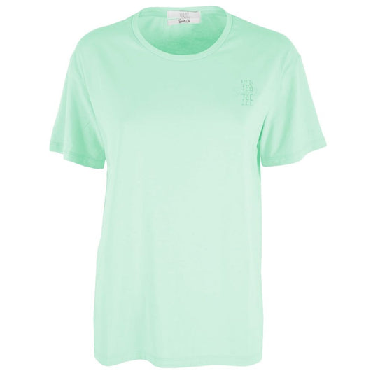 Yes Zee Chic Green Crew-neck Cotton Tee with Chest Logo