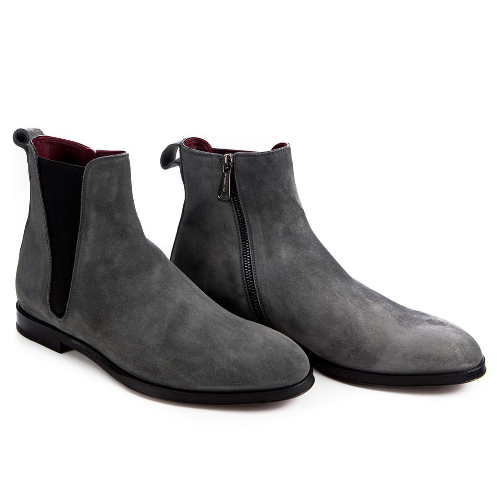 Dolce & Gabbana Gray Leather Di Calfskin Boot