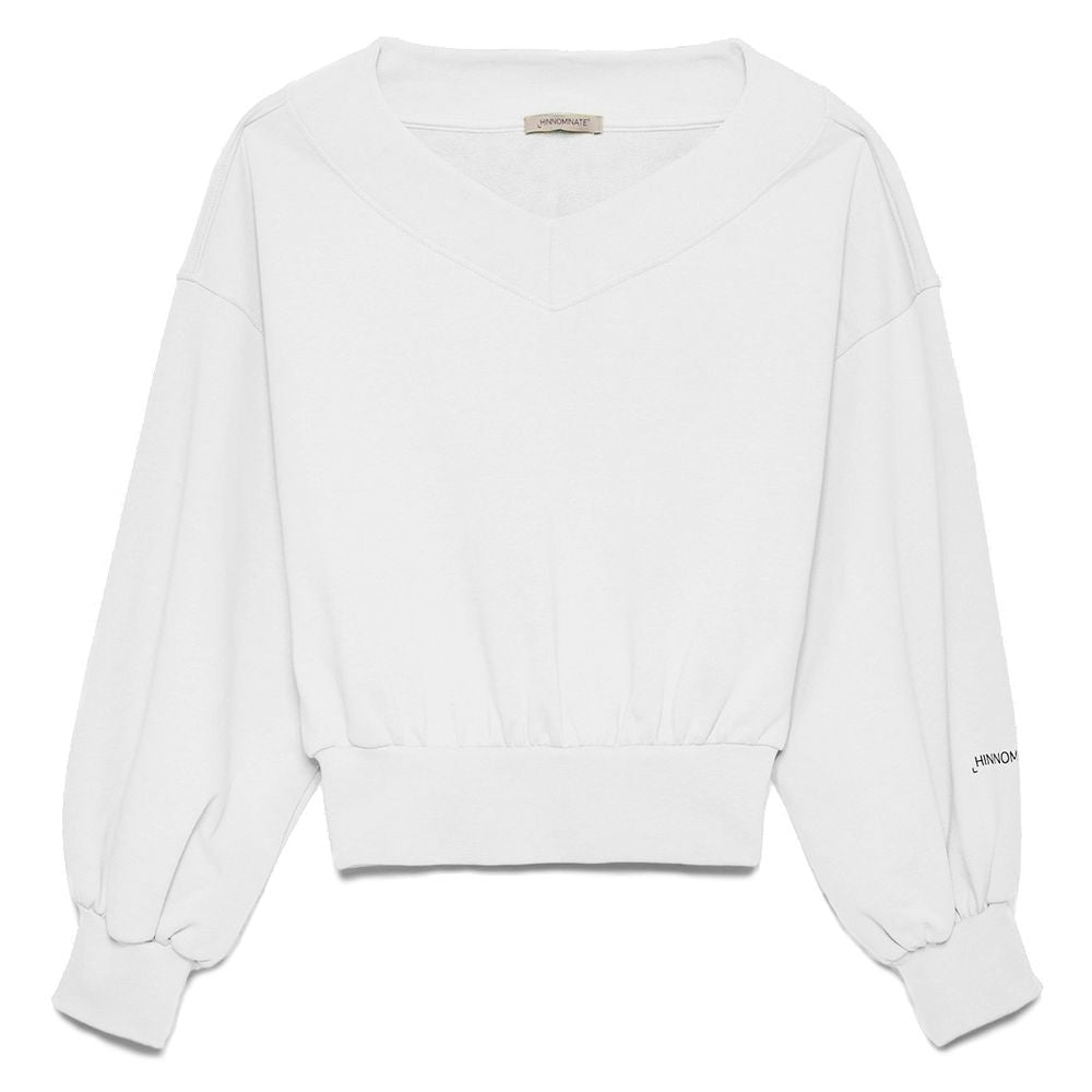 Hinnominate Chic V-Neck Cotton Sweatshirt with Logo Sleeve