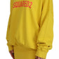 Dsquared² Yellow Logo Print Cotton Crewneck Pullover Sweater