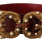 Dolce & Gabbana Exotic Python Leather Belt with Vintage Brass Buckle