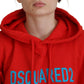 Dsquared² Red Logo Print Cotton Hoodie Sweatshirt Sweater