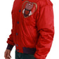 Dolce & Gabbana Vibrant Red Bomber Jacket with Multicolor Motif