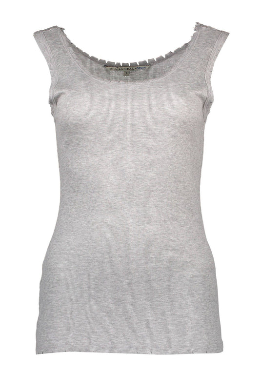 Silvian Heach Chic Gray Wide Shoulder Tank with Logo