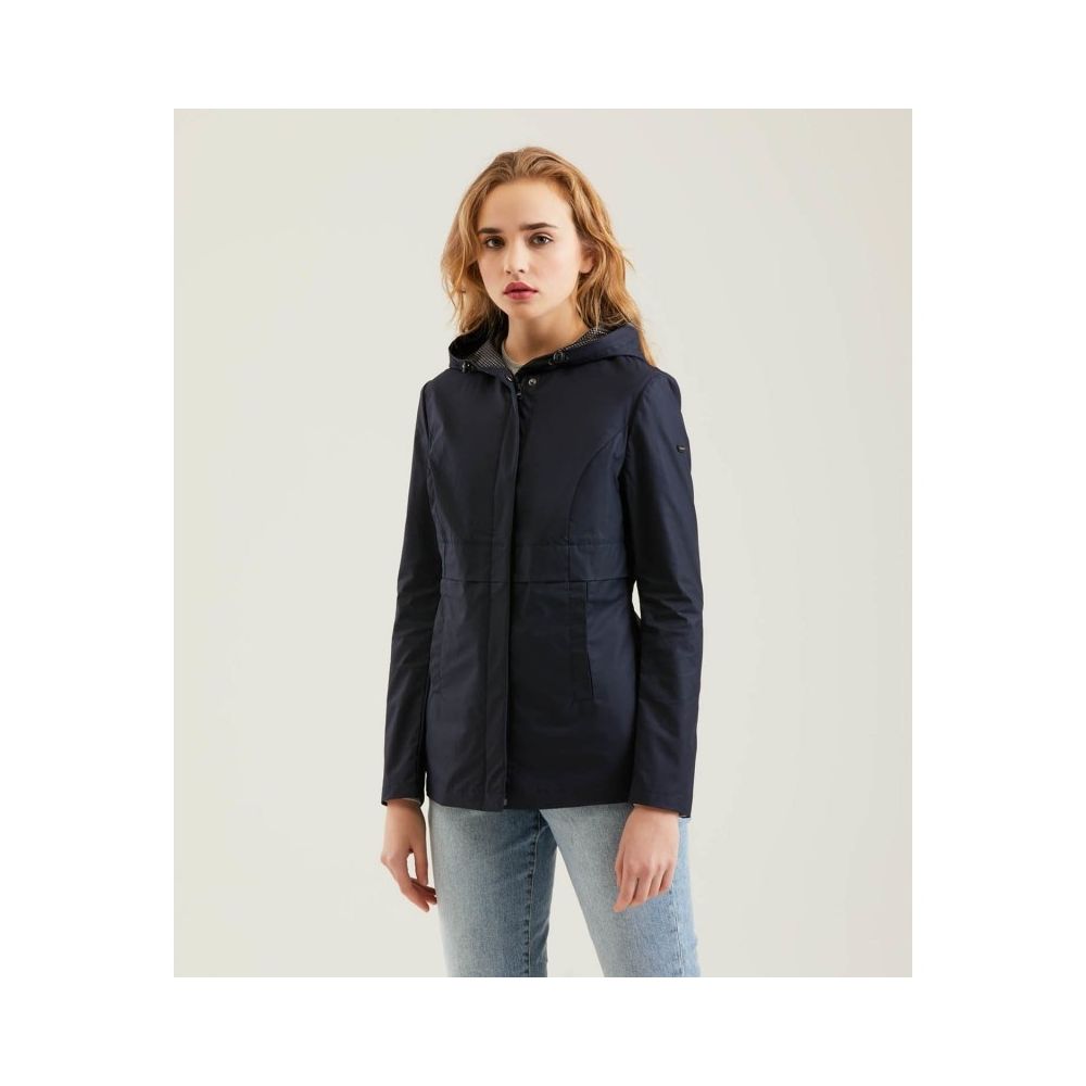 Refrigiwear Chic Blue Polyester Jacket with Zip and Button Detail