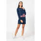 Love Moschino Chic Blue Relief Dress with Signature Design