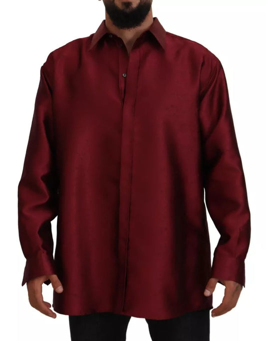 Dolce & Gabbana Bordeaux Cotton Long Sleeve Men Formal Shirt