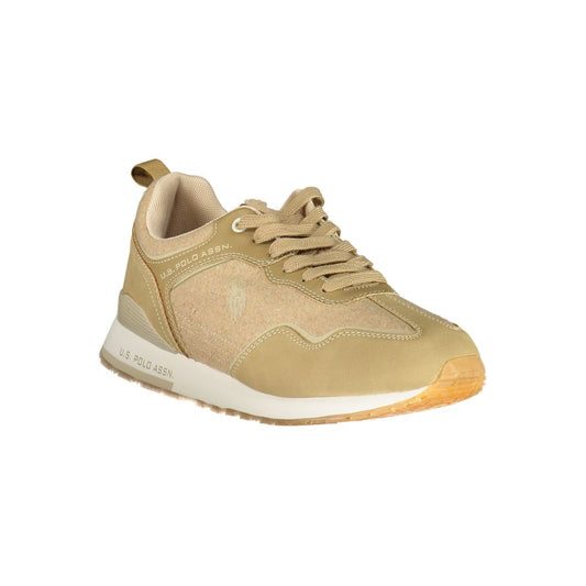 U.S. POLO ASSN. Contrast Lace-Up Sports Sneakers in Beige