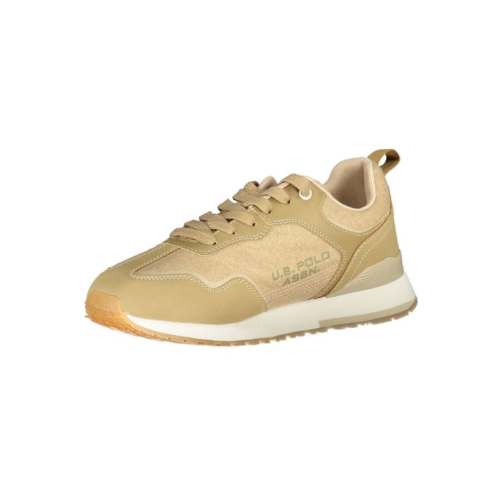 U.S. POLO ASSN. Contrast Lace-Up Sports Sneakers in Beige