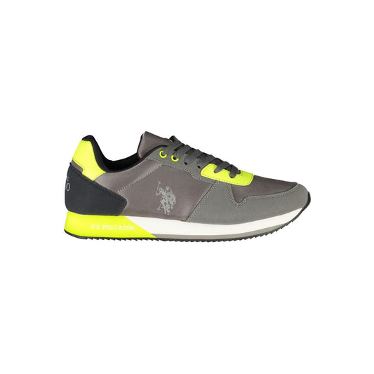U.S. POLO ASSN. Elegant Gray Lace-Up Sports Sneakers