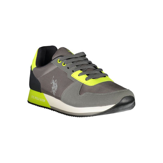 U.S. POLO ASSN. Elegant Gray Lace-Up Sports Sneakers
