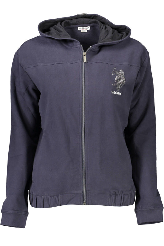 U.S. POLO ASSN. Chic Blue Hooded Zip Sweatshirt with Embroidery