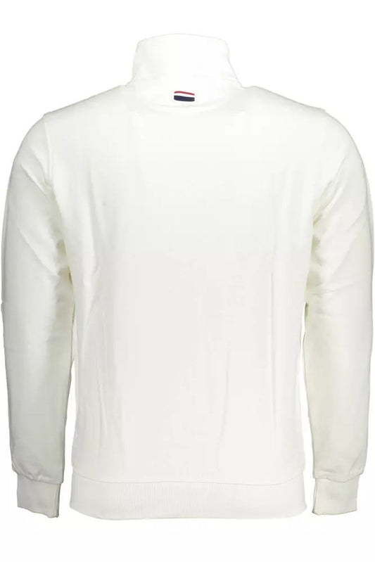 U.S. POLO ASSN. Chic White Cotton Zip Sweater with Embroidery