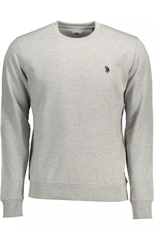 U.S. POLO ASSN. Elegant Grаy Round Neck Sweater with Embroidery