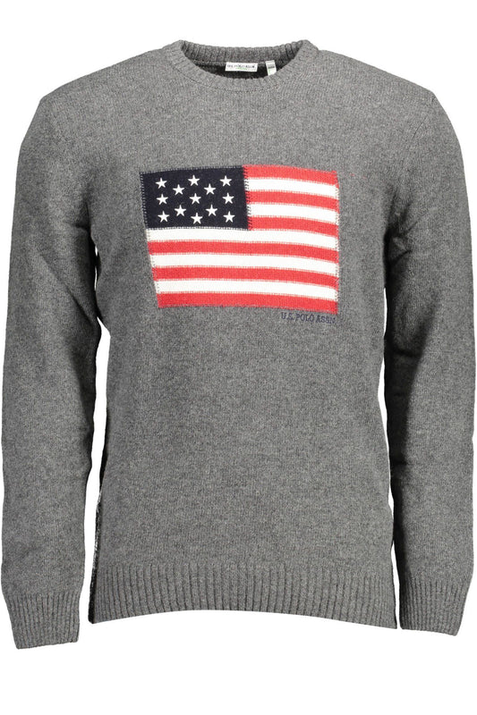 U.S. POLO ASSN. Elegant Gray Wool Blend Sweater with Logo Embroidery