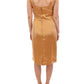 Dolce & Gabbana Elegant Bronze Silk Knee-Length Sheath Dress