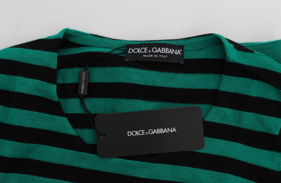Dolce & Gabbana Green Black Silk Cashmere Sweater