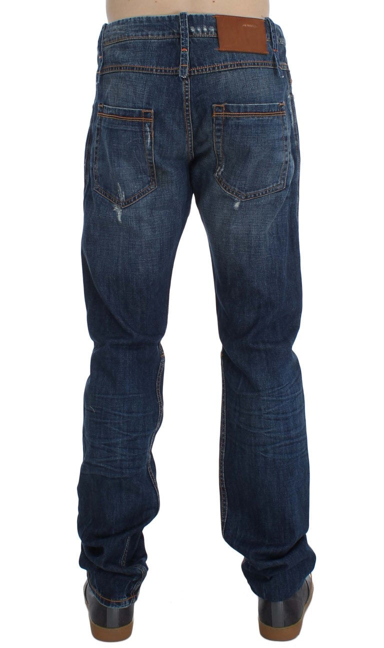 Acht Blue Wash Cotton Denim Slim Fit Jeans