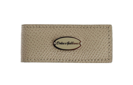 Dolce & Gabbana Beige Leather Magnet Money Clip