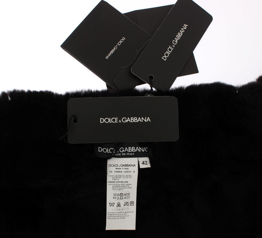 Dolce & Gabbana Silver Sequined Floral Weasel Fur Shoulder Scarf Wrap