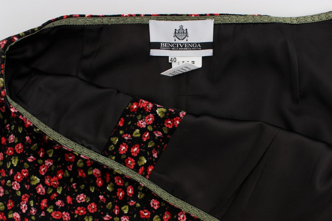 BENCIVENGA Black Multicolor Floral Suit