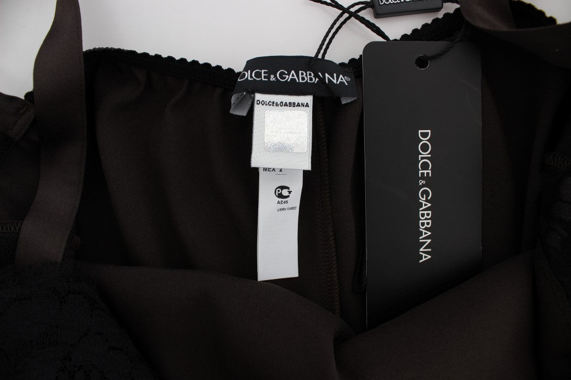 Dolce & Gabbana Elegant Lace-Trimmed Silk Lingerie Top