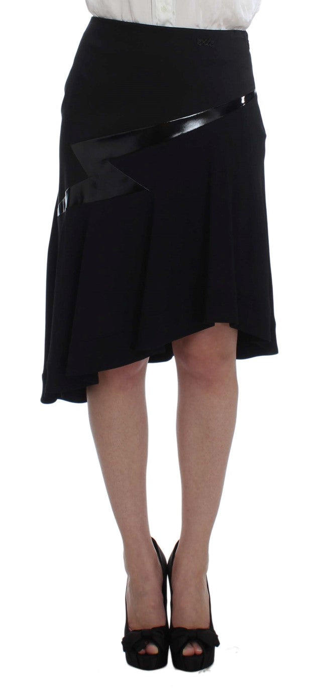 Exte Black Blue Two Piece Suit Skirt & Blazer